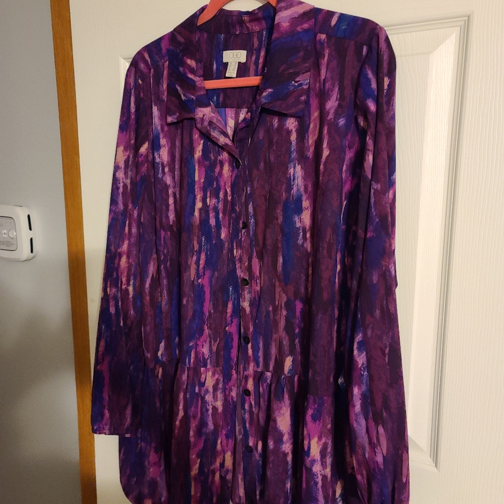 LOGO Lori Goldstein Pink Purple Blouse